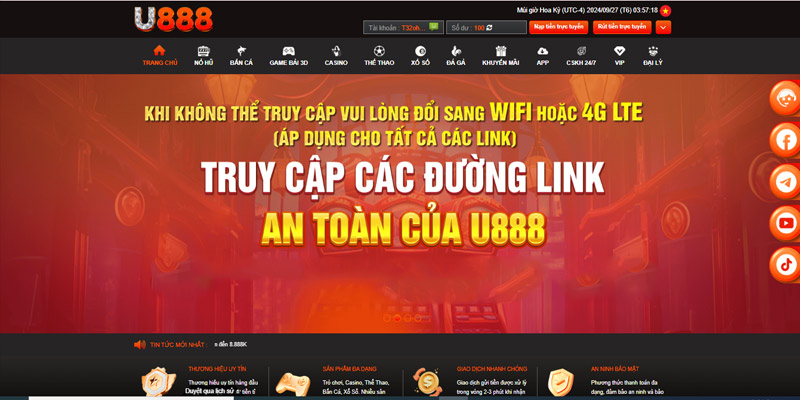 Link vào U888 mới nhất năm 2024